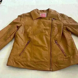 Index, woman’s small, brown faux leather coat​